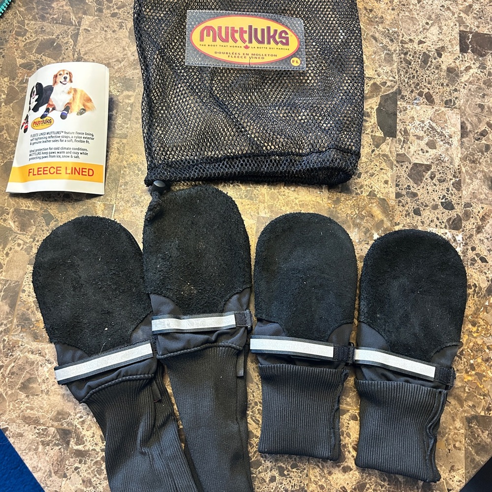 Black Fleece-Lined Dog Boots